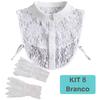 White Big Lapel Fake Collar And Black Detachable Cuff Lace False Collar Stand Removable Faux Col for Women Half Shirt Accessory