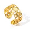 Stainless Steel Rings Geometrical Hollow Irregular Flowers Open Ring Minimalist Design Sense Ring For Women Zircon Banquet Gift
