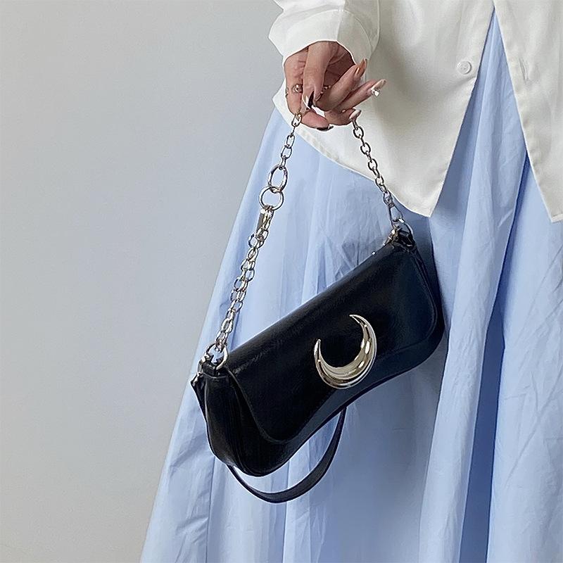 Niche New One-shoulder Women's Bag High-end Moon Lock Underarm Bag Fashion Trendy Crossbody Bag Women