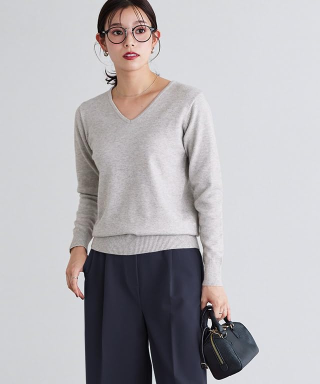 Pierrot Premium Cashmere Touch Knit Sweater for Women Solid Simple Boat Versatile Top (Long Sleeve, Color, V-Neck, Neck) - Fall/Winter (Small/V-Neck,