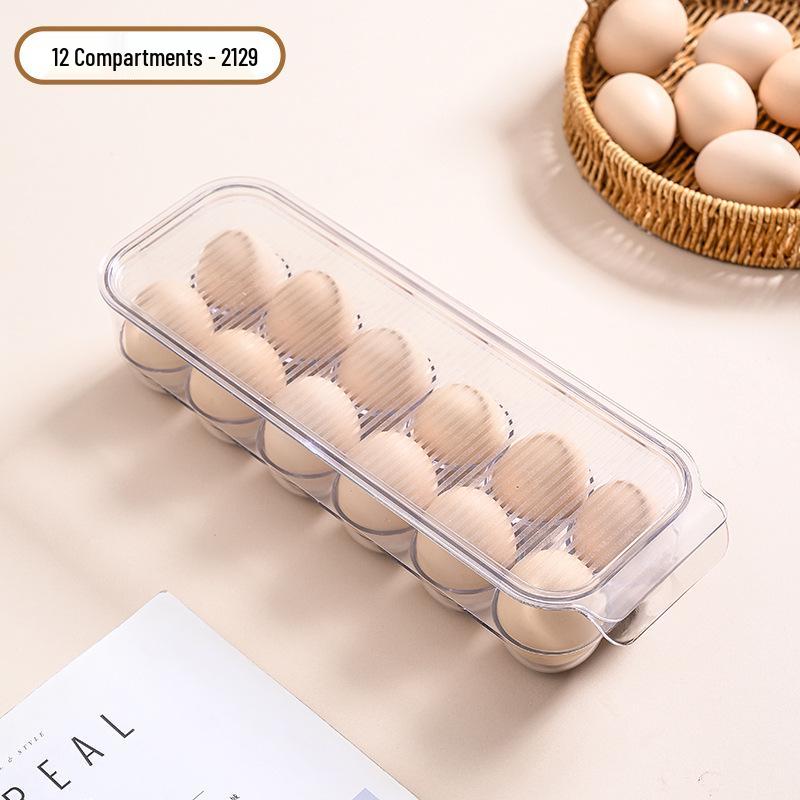 Egg Storage Box with Lid, Food-Grade Plastic, Kitchen Refrigerator Organizer