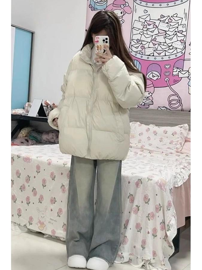 Women's Oversized Stand Collar Down Jacket - Warm, Casual, and Versatile for Autumn/Winter