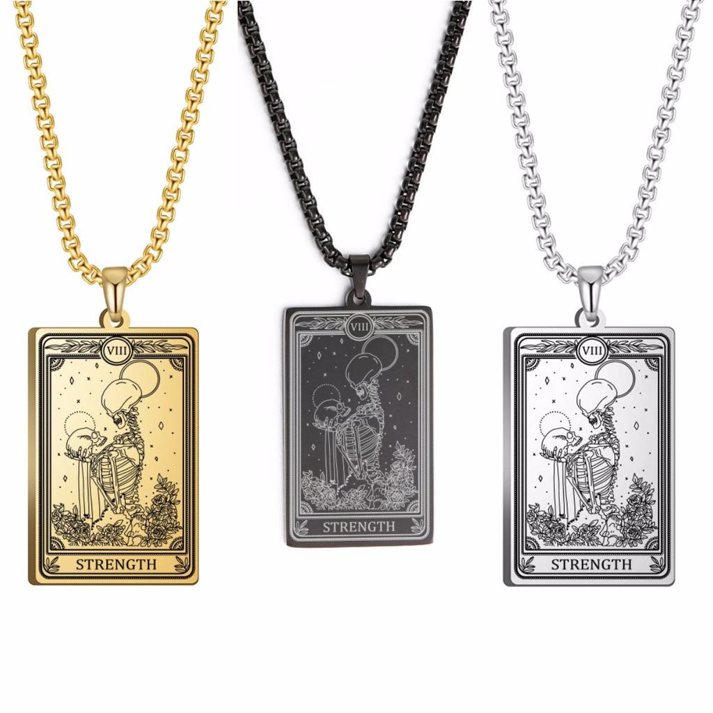 Collana Tarot Scheletro Calendula Strega Talismano Acciaio Inossidabile Coppia Teschio Abbraccio Collana Gay Amuleto Gioielli Regalo di Halloween