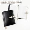 Notebook Cover A5 Size with Made of Genuine Cowhide Bicolor Name Black X (Seal Al) Belt, Leather, Leather, (no Engraving, 15. Off-white (black Spine))