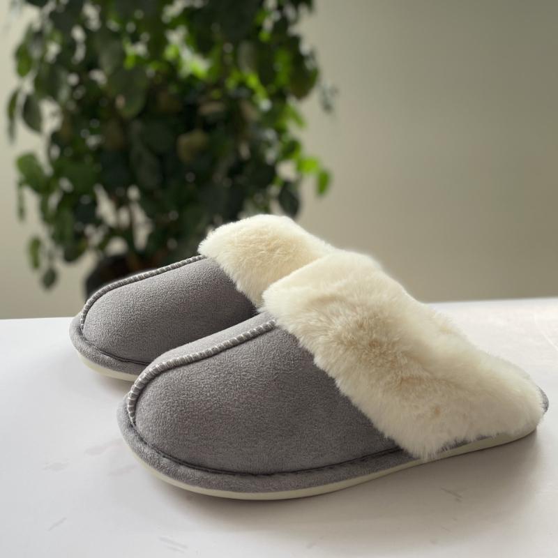 Fashion Fashion Retro Home Women Slippers Winter New Round Flat Shoes Simple Versatile Women Cotton Slippers Comfor Anti Slip Women Shoe