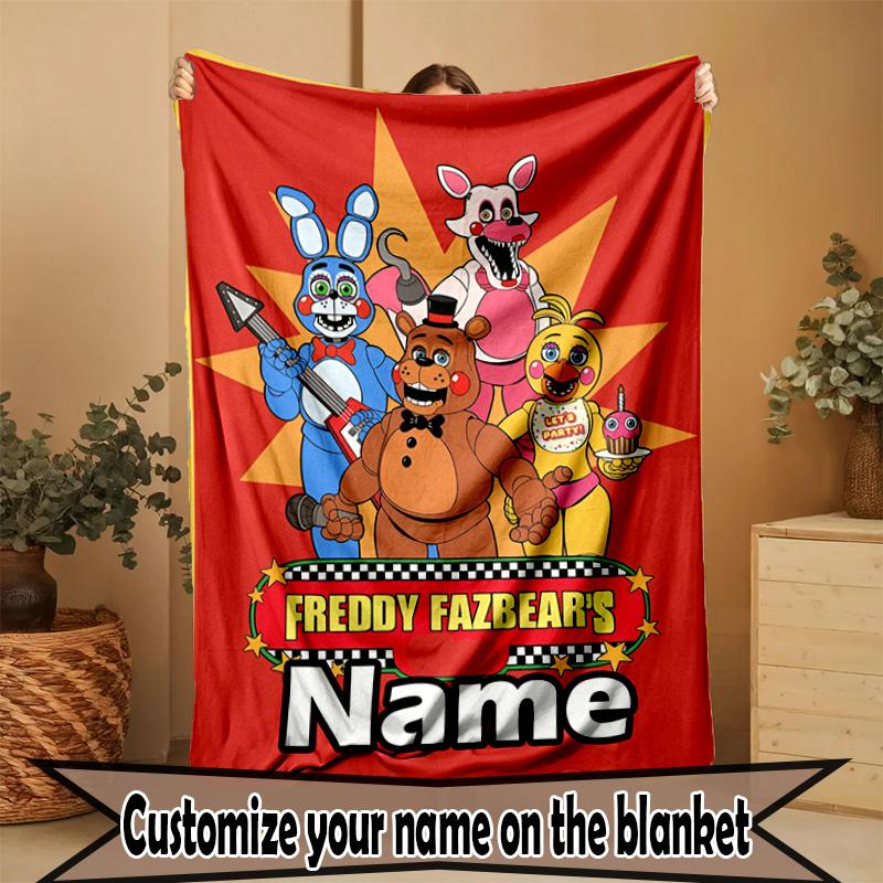 Custom Name Personalized Five Nights at Freddy's Print Blanket, Home Decor, Bedroom, Sofa, Camping, Couch, Gifts for Birthday ChristmasEnthusiasts