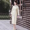 Beige Velvet Winter Clothing National Style New Chinese Long-sleeved Cheongsam Winter Thick Improved Young Women's Inner Model