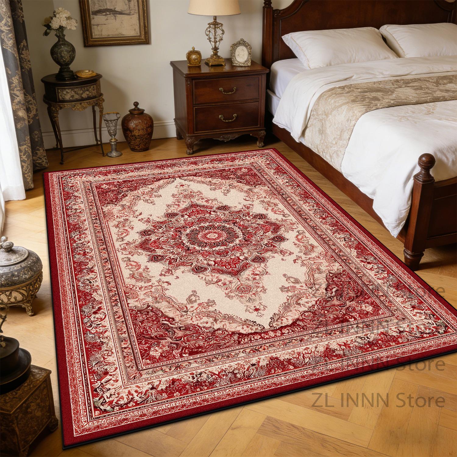 

Persian Ethnic Style Bedroom Bedside Large Rugs Decoration Home Sofa Non-slip Washable Living Room Carpet Dining Room Floor Mat 60x90cm