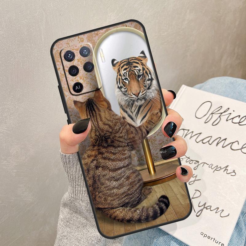 Animal Big Cat Kitten Tiger Case For Oppo A40 A60 A80 A78 A38 A18 A98 A58 A96 A76 A16 A94 A74 A54 A15 A17 A57 A77 A5 Pro