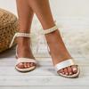 European and American New Spring and Summer Women's Flat Sandals Pearl Ribbon Sexy Foreign Trade White Women's Shoes Classic Wedding Shoes