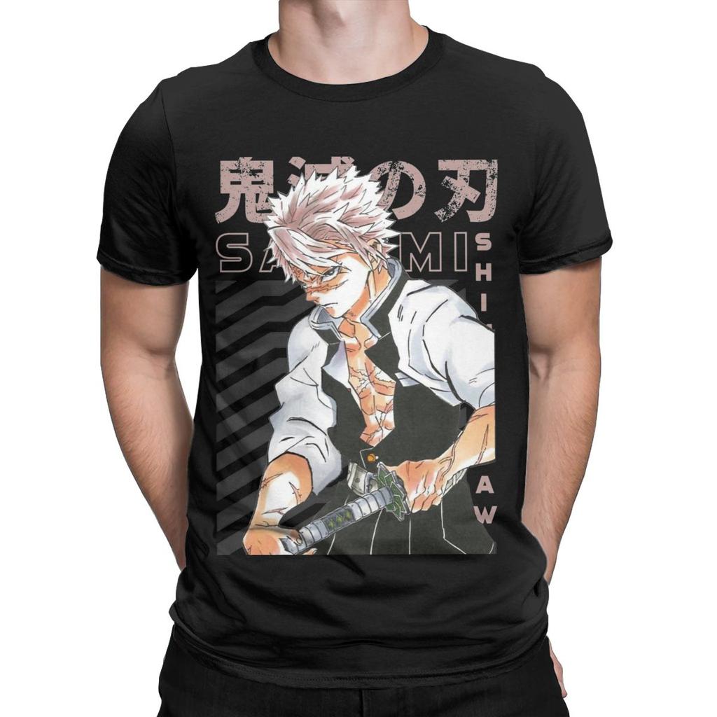 Sanemi Shinazugawa Demoned Slayered Men T Shirts Novelty Tee Shirt Short Sleeve Crew Neck T-Shirts Pure Cotton Big Size Tops