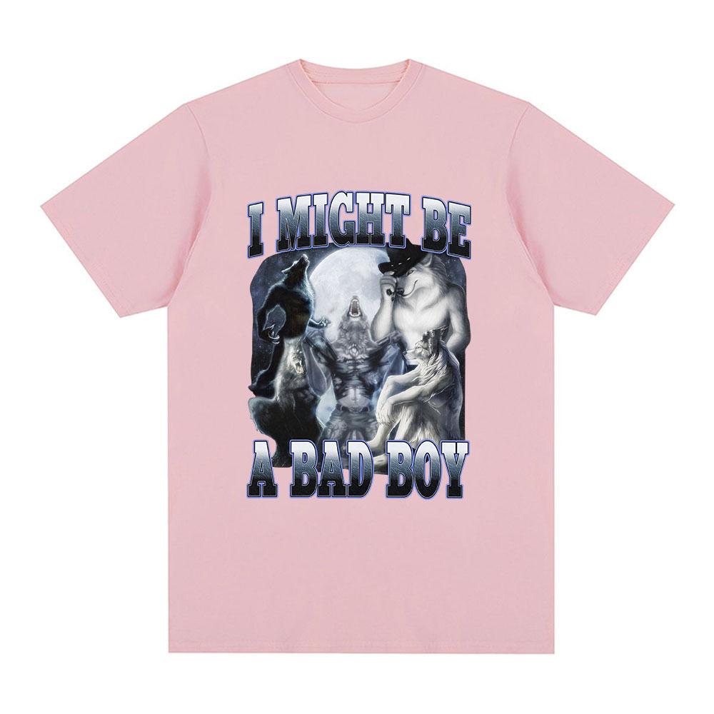Alpha I Might Be A Bad Boy Wolf Funny Meme Graphic T Shirt Men Women Fashion Vintage Short Sleeve T-shirt Casual Cotton T-shirts