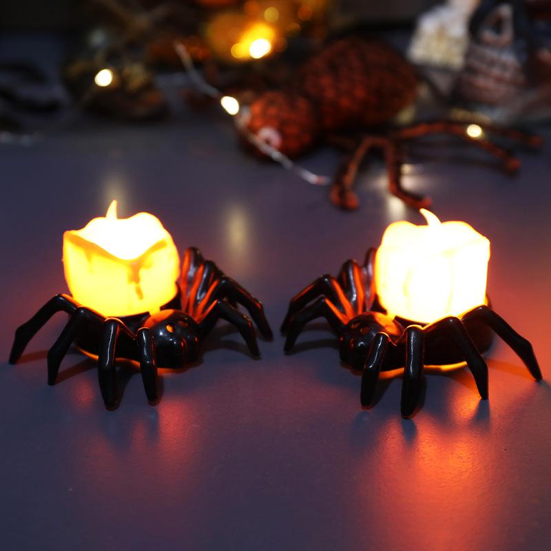 Halloween pumpkin lantern atmosphere decoration props LED electronic candle light glowing spider night light ornaments