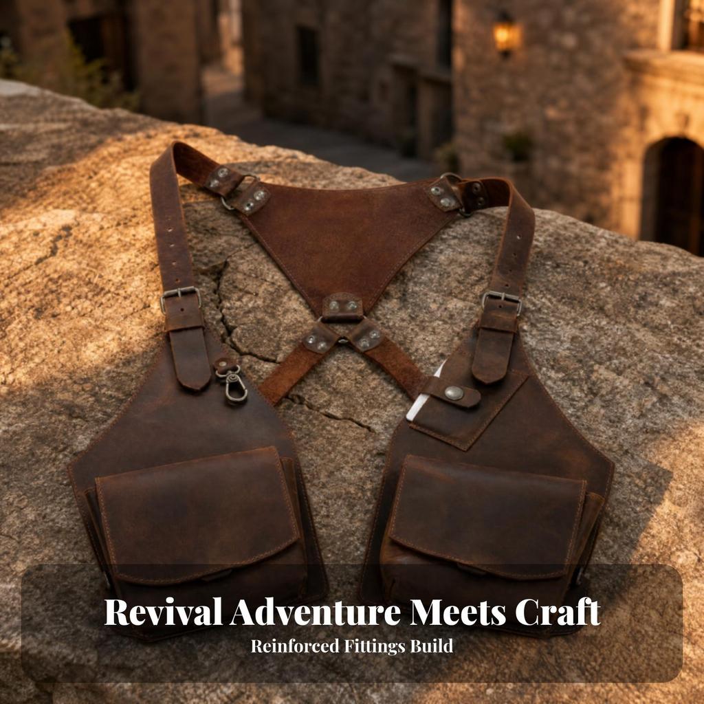 Kožená crossbody taška přes hrudník s ramenním popruhem pro Cosplay Kostým Festival