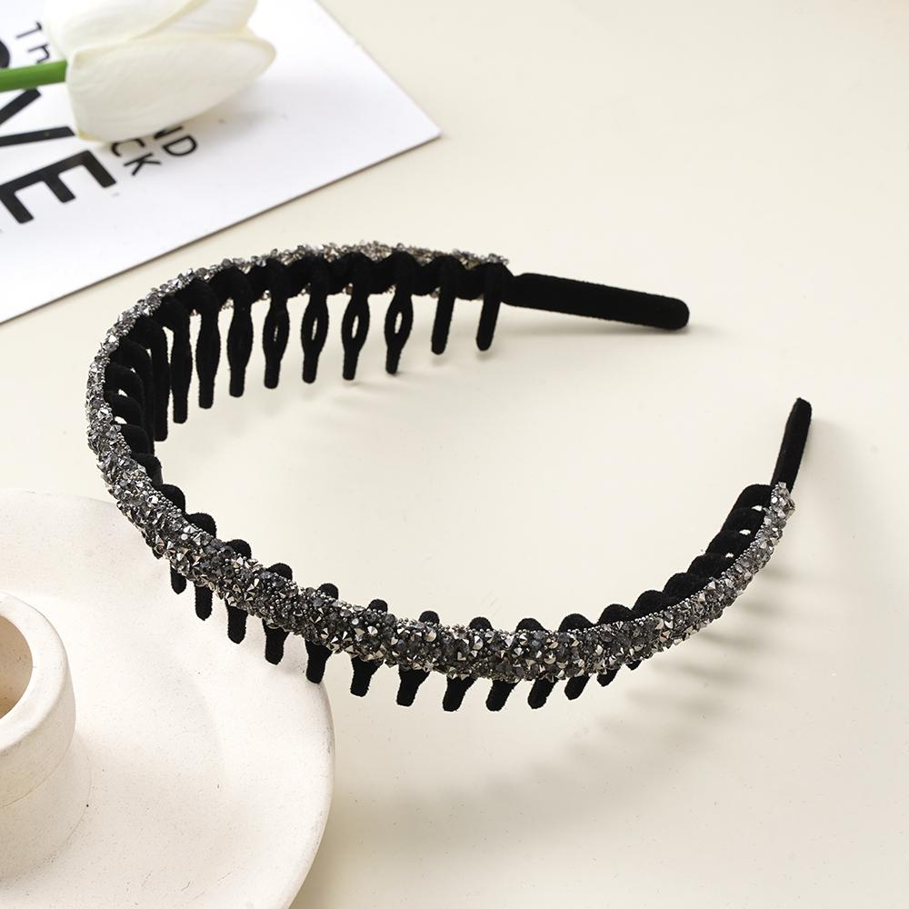 Retro Women Hair Hoop Flocking Pearl Rhinestone Hairband Elastic Hair Band Bezel Girl Headband Fashion Headdress Hair Accessorie