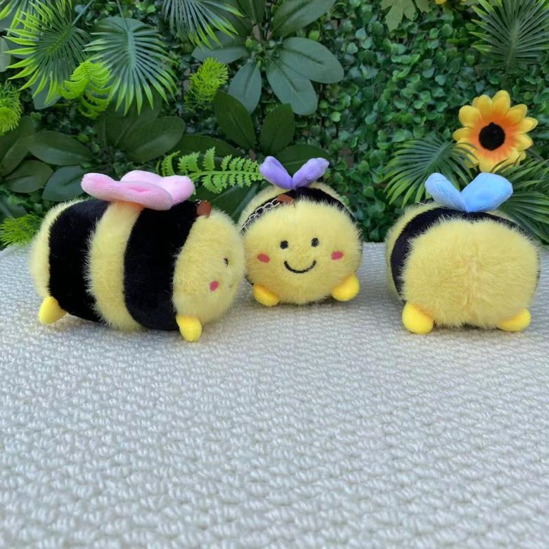 1 Piece Bag Pendant Cute Little Bee Doll Plush Toy Keychain Children'S Backpack Accessories Holiday Gifts