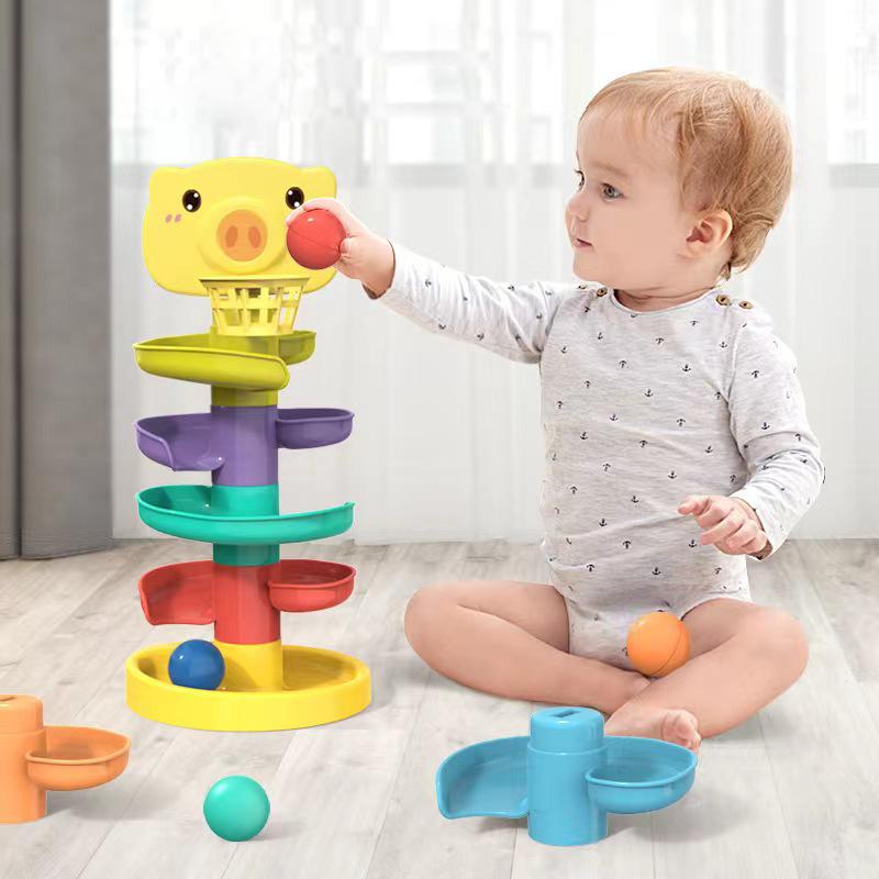 Baby Toy Ball Drop Toys For Toddler 1-3Y Rolling Ball Pile Tower Montessori Educational Stacking Games For Babies Sensory Toys