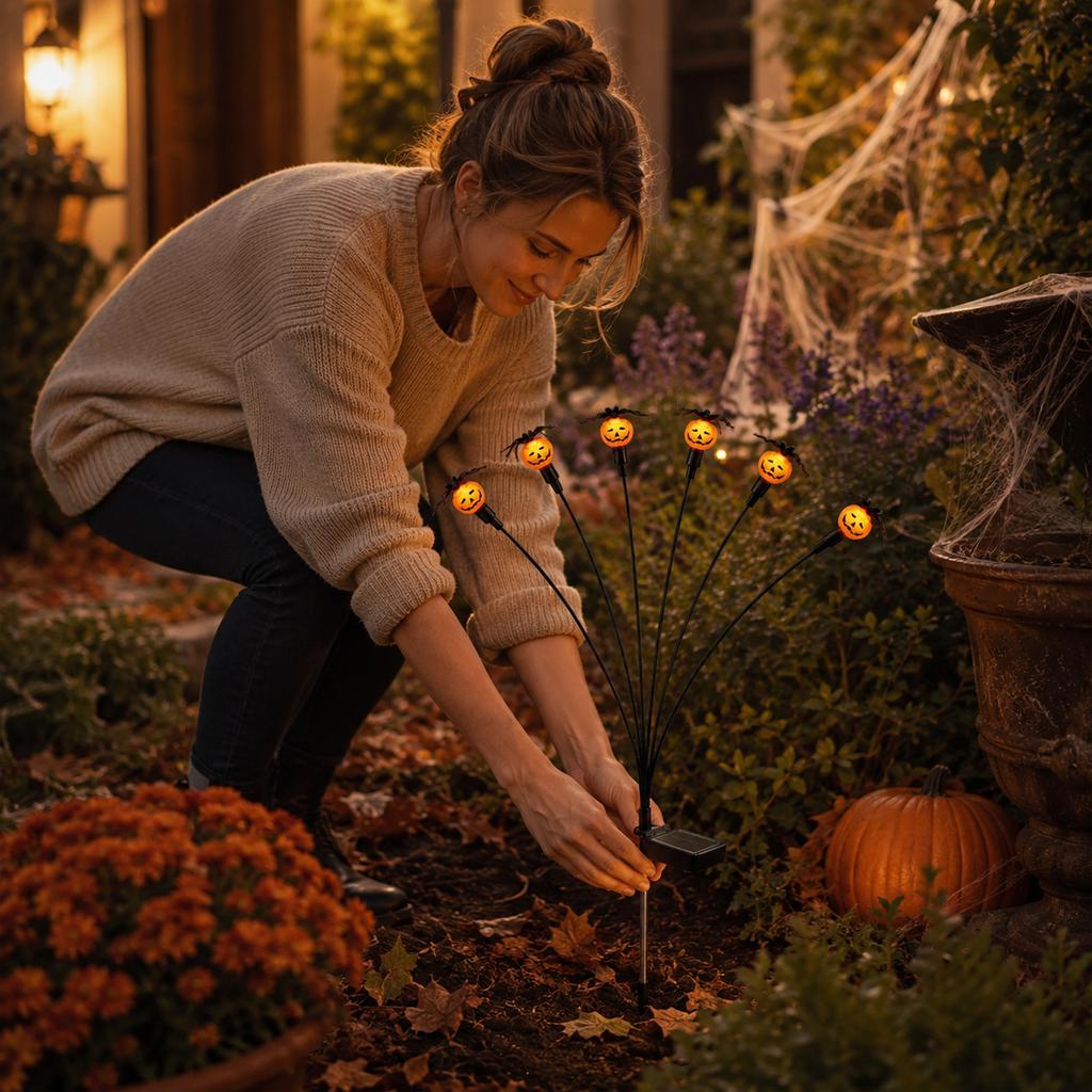 Pumpkin Stake Lights for Halloween Garden Decor, Outdoor Path Lights with /Off