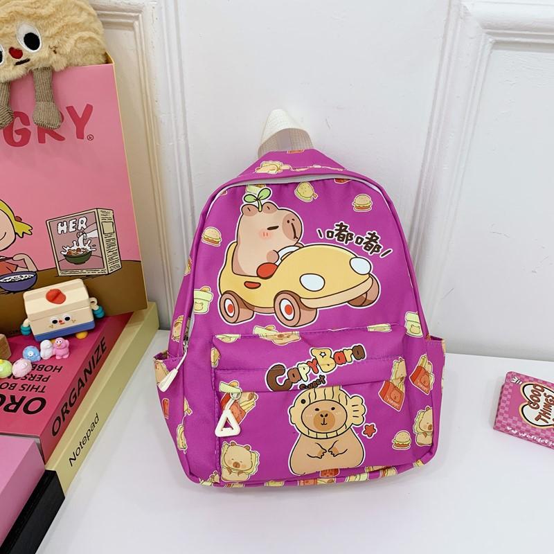 

Школьный рюкзак детский милый с принтом капибары детский рюкзак легкий фиолетовый