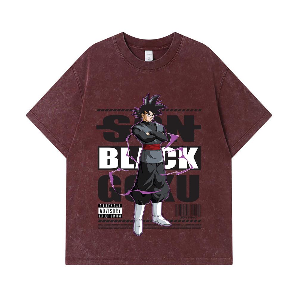 275 GSM Washed T-shirts 100% Cotton Dragon Ball V16 Black Goku Print Unisex Heavy Cotton T Shirt