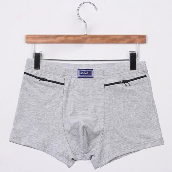 Anti-theft Zipper Pockets Mid-rise Seamless Elastic Men Panties Solid Color U-Bump Male Shorts Briefs Daily Wear