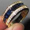 Full Diamond Sapphire Square Diamond Ring Gold Plated, Gold Sparkling Diamond Unisex Jewelry