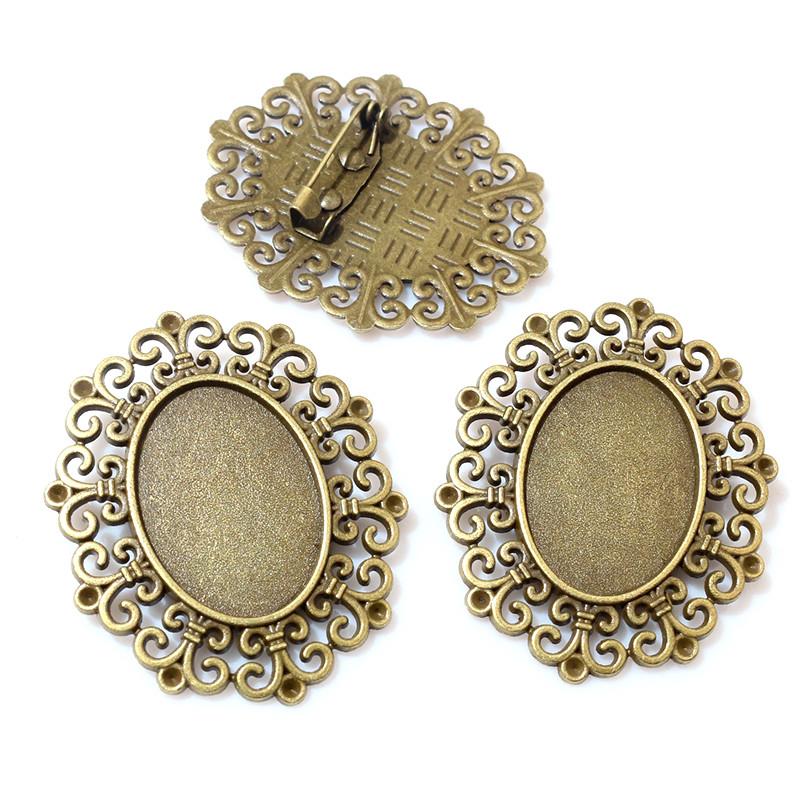 5pcs 18x25mm Inner Size Multi Styles Brooch Cabochons Blank Base Setting Tray Bezel DIY Jewelry Making Accessories Findings