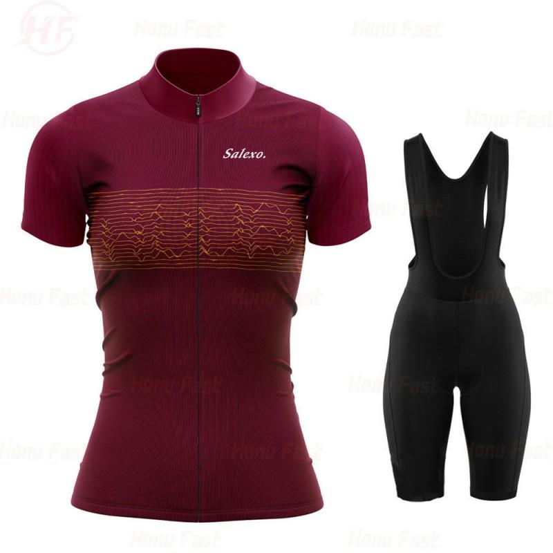 Womens Cycling Jersey Set Breathable Short Sleeve Mountain Bike Outfit Sportswear Road Trail Riding