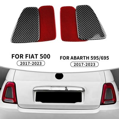For Fiat 500 For Abarth 595 695 2017- Rear Tail Light Cove Trim Carbon Fiber Rear Fog Light Lamp Cover Case Car Accessories