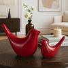 Kreative Rote Glänzende Keramik Vögel Figuren Heimdekorationen Accessoires Party (2er-Pack)