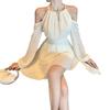 Spring and summer new French off-the-shoulder chiffon dress loose and thin ruffle edge elegant versatile fairy dress