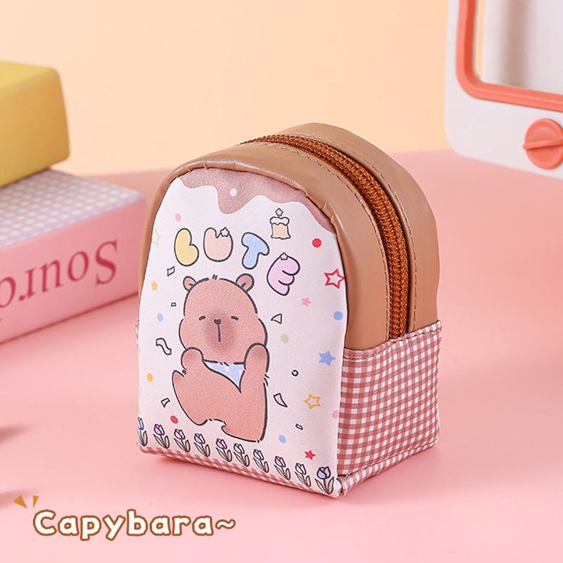 Creative Zipper Capybara Coin Purse Keychain Portable Kawaii Storage Bag  Cute Lipstick Bag Simple Earphone Bag Gifts