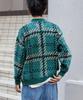 WEGO Velvet Mohair Pattern Long Korean Perfect for and Size Green Men's Cardigan, Sleeve, Casual, Check, Spring, Autumn, Winter, M, Check, Gift.
