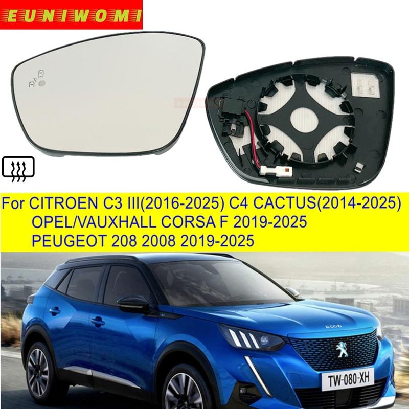 Auto Side Door Heated Convex Rearview Car Mirror Glass With Blind Spot For CITROEN C3III C4 CACTUS OPEL CORSA F PEUGEOT 208 2008