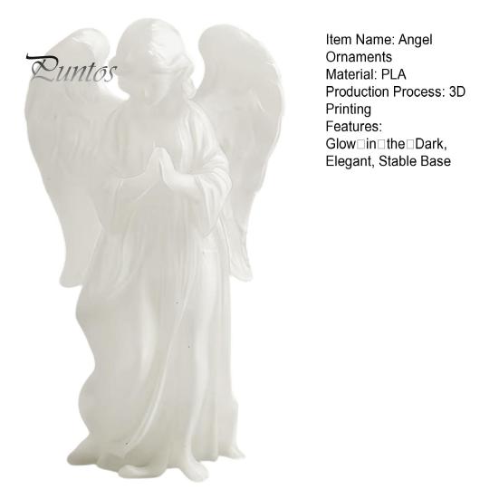 Atmospheric Home Decor Glow?in?the?Dark Praying Angel Figurine, Luminous Guardian Statue, 3D Printed Statue Desktop Ornament for Bedroom