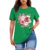 Ladies' Loose Comfortable Casual Fashionable Plant Flower Printed Round Neck Short Sleeved Shirt