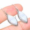 Natural Blue Lace Agate Gemstone 925 Solid Sterling Silver Earring 1.75" e9L82