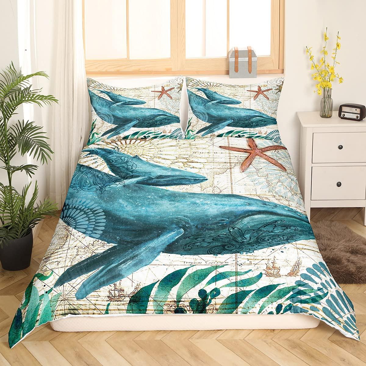 

Whale Duvet Covers For Kids Teens Quilt Covers Queen Twin Size Lightweight Down Room Decor 2 Pillowcases 1 Duvet Cover No Quilt EU Single(135x200cm)