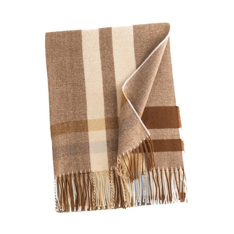 Winter new plaid scarf printed tassel imitation cashmere scarf fashionable sweet shawl medium length thick warm scarf