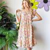 Spring And Summer Bohemian Style Printed Ruched Floral V-Neck Sexy Dress