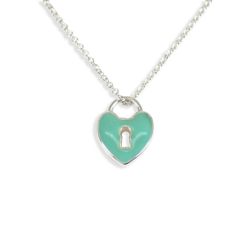 

[Used] TIFFANY 925 Blue Enamel Heart Lock Pendant/Necklace [g381-37]