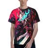 Men's 3D Printed Street Style T-shirt, Featuring a Dynamic Skull Warrior Anime Design.