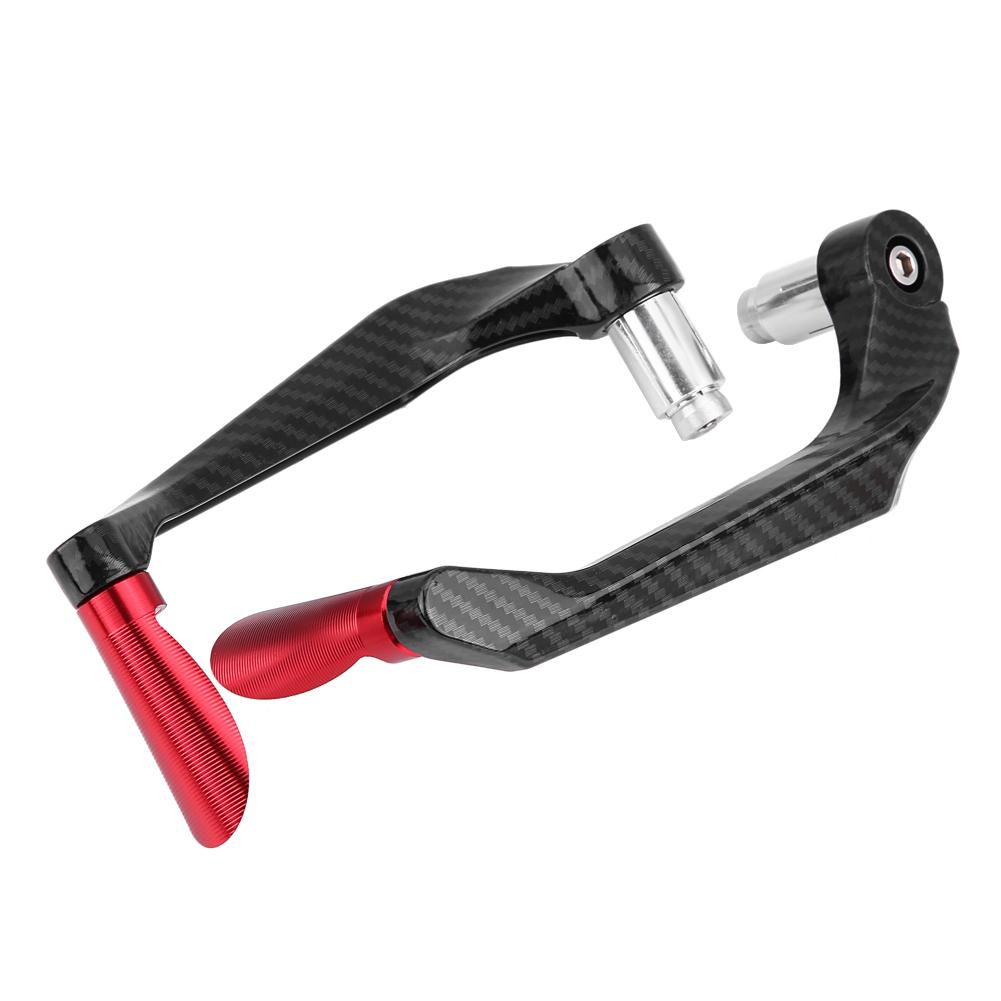 1 Pair of Carbon Motorcycle Brake Levers Handlebar Guard(Red)