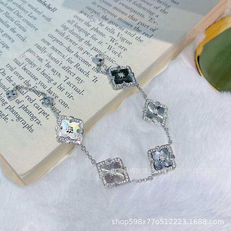 Buccellati Armband Kleeblatt Fünfblättrig Laser Diamant Doppelseitig Mädchen Retro Hof