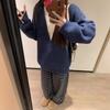 Fake Two-piece Pullover Sweater Women's Autumn and Winter New Lazy Wind Soft Waxy Crew Neck Knitted Sweater Top
