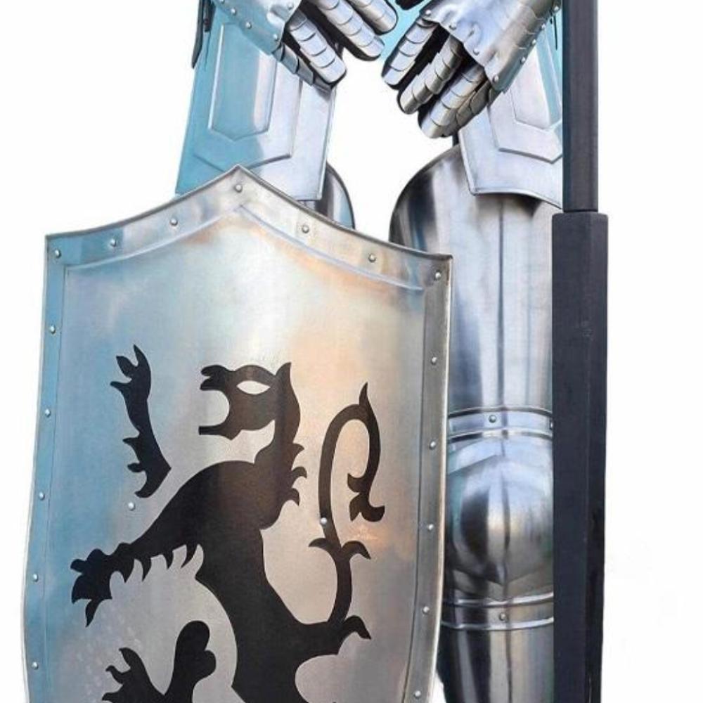 15th Century Medieval Knight Full Body Armor Suit with Shield & Sword – Authentic Steel, Adjustable Size, Complete Set