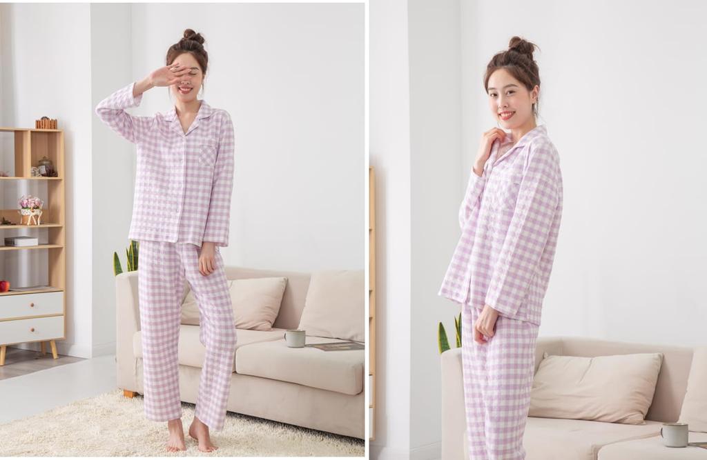 Winter Soft Long and Pants and Perfect for and and "Lifewel" Women's Pajamas, 100% Cotton, Quilted, Front-Opening, Sleeves, Set, Thick, Warm, Cute,