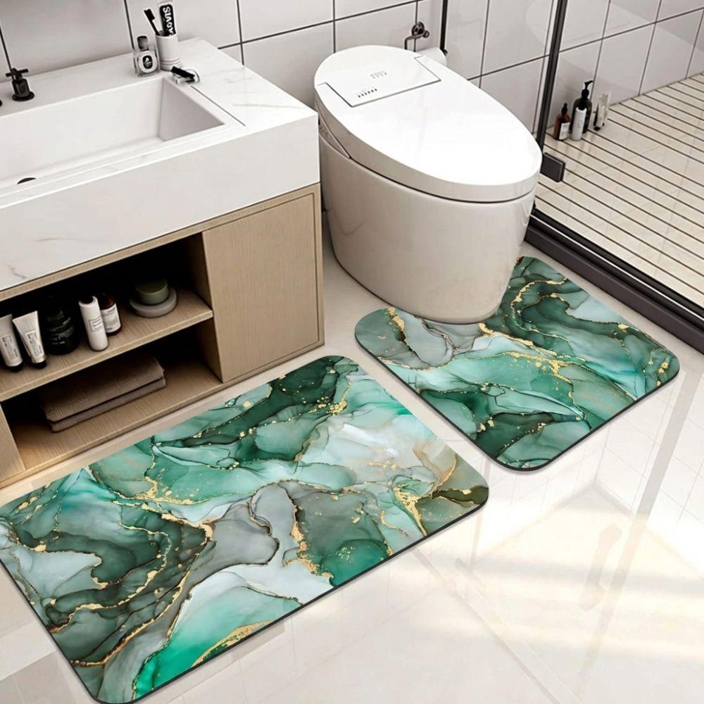 Marble Pattern Toilet Rug Set Anti-slip Toilet Door Mat New Bathroom Carpet Set Home