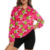 Women's Stand Collar Pullover Long Sleeve Top Christmas Print Sports Top
