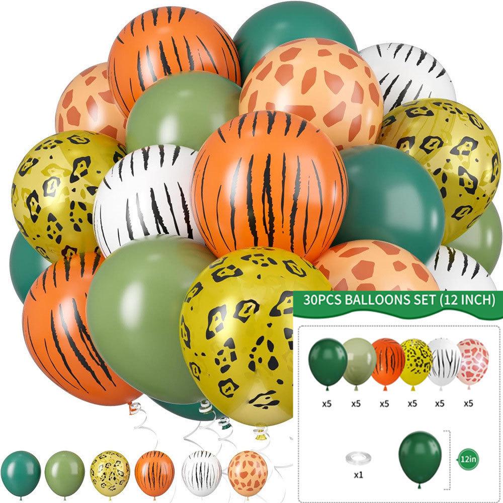 Jungle Animal Print Balloons - 12  Green, Leopard & Cow Theme Party Decor